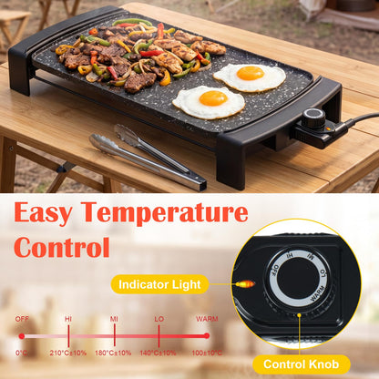 Teppanyaki Grill, 2150W Electric Griddle with 2 Nonstick Cooking Zones