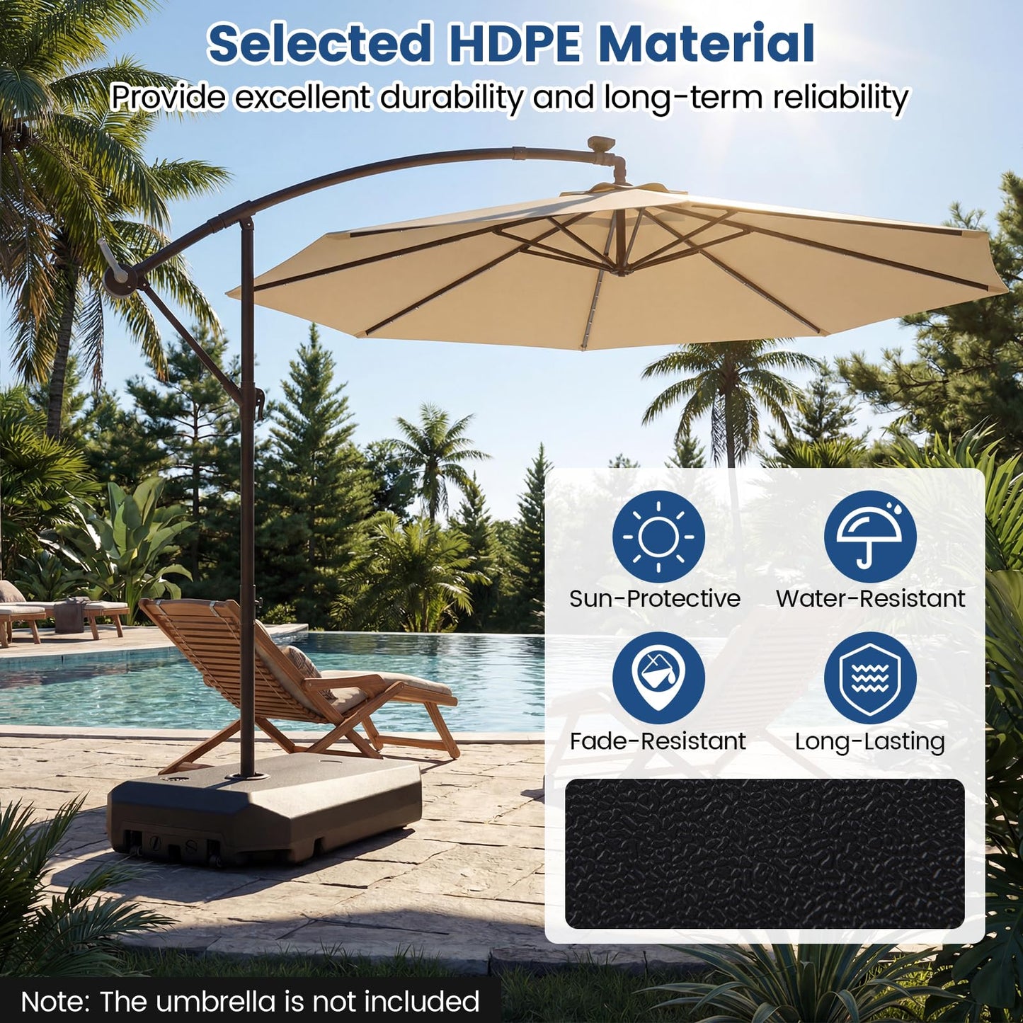 Cantilever Base Weight, Heavy-Duty Mobile Patio Parasol Umbrella Stand