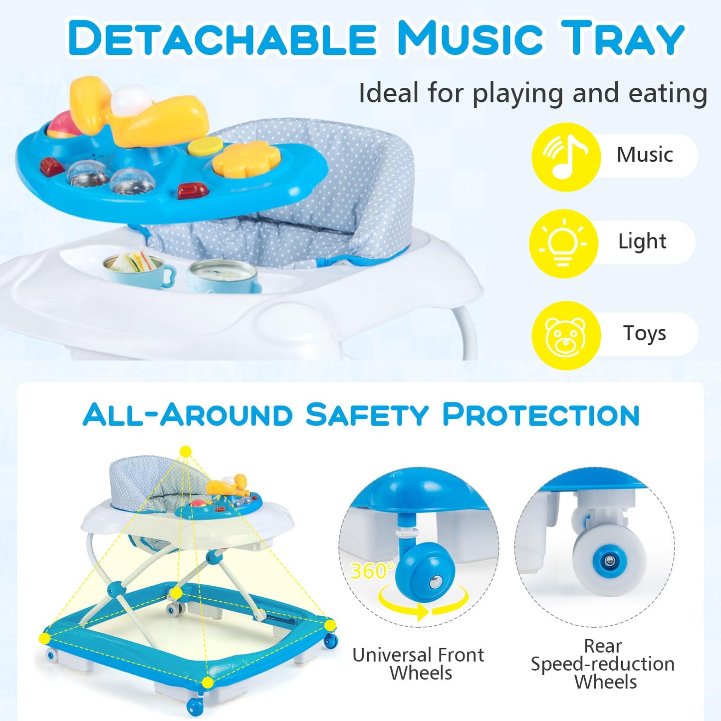 Foldable Infant Activity Center with 3 Adjustable Heights