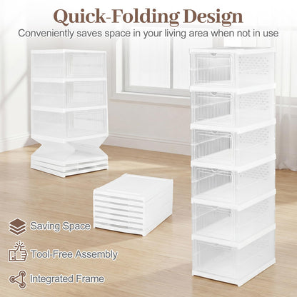6-Tier Portable Shoe Organizer Set of 2 with Flip Front Door