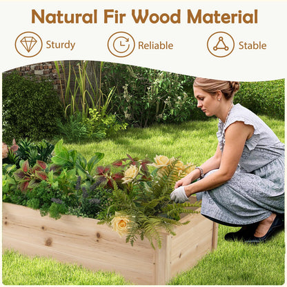 Wooden Raised Garden Bed with 2 Planter Boxes and Dividers