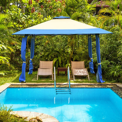 4 x 4m Pop up Outdoor Gazebo with 2-Tier Roof and Carrying Bag