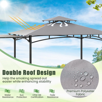 Fire Resistant Waterproof Outdoor BBQ Shelter with 2 Side Shelves