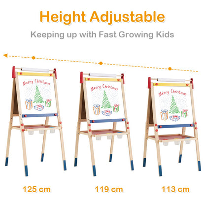 3 in 1 Wooden Kids Art Easel with Paper Roller
