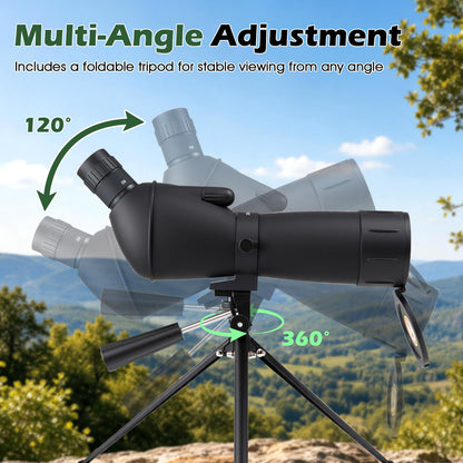 20-60x60 HD Spotting Scope with Tripod and Phone Adapter for Birds