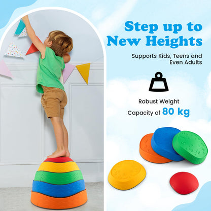 5Pcs Kids Stepping Stones Stackable Toddler River Stone Set