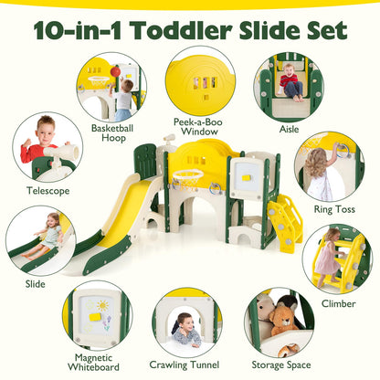 10 in 1 Toddler Slide Set with Magnetic Whiteboard and Telescope