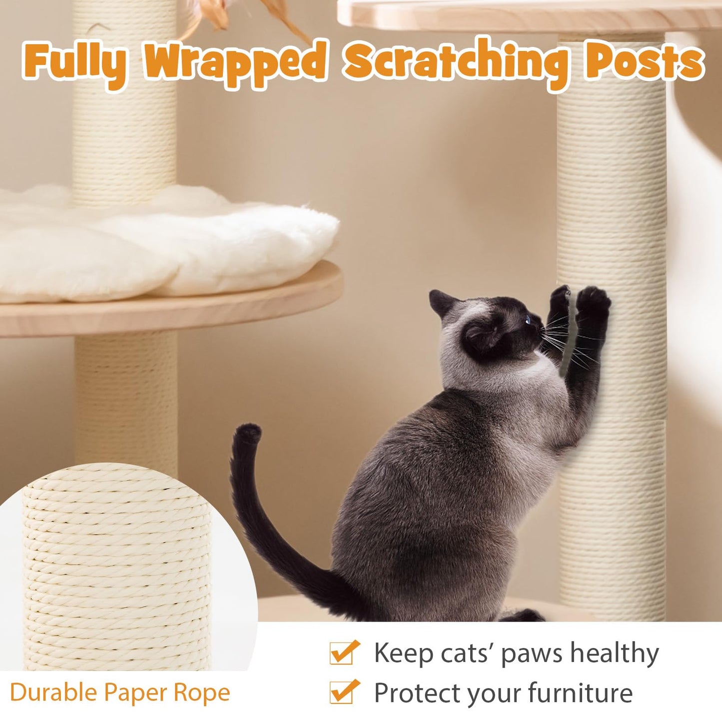 Convertible Cats Climbing Tower with Scratching Posts & Space Capsule Bed