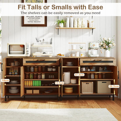 Storage Cabinet, Wooden Buffet Sideboard with Drawer, Doors, Removable Shelves