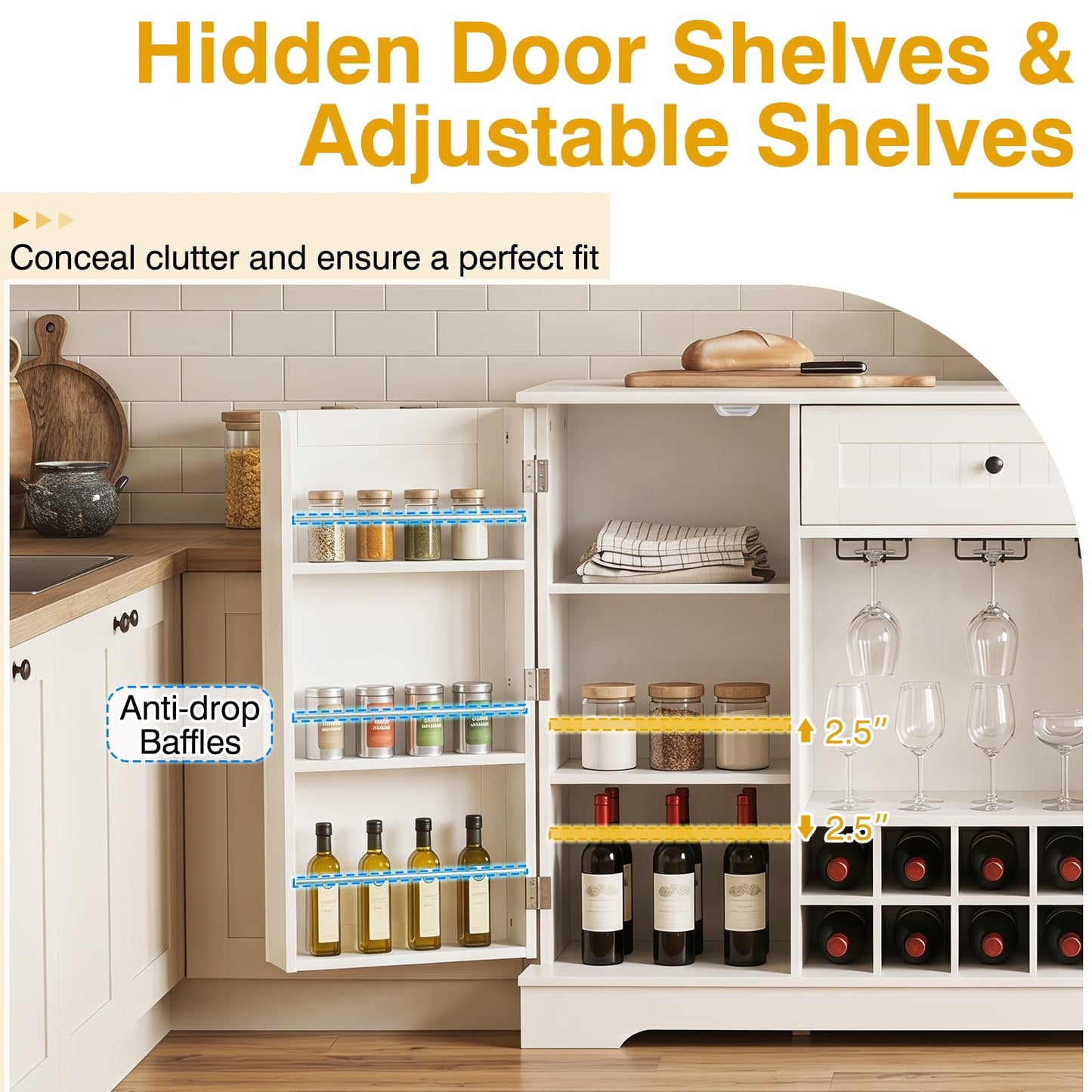 Sideboard Cabinet 120 CM Kitchen Storage Cabinet with Door Shelves