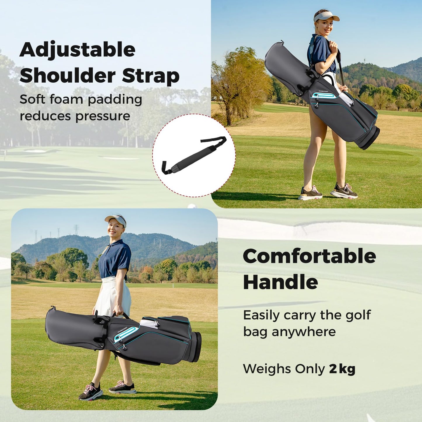 Giantex Golf Cart Bag Golf Trolley Bag with 14 Way Dividers Cooler Pocket Adjustable Shoulder Strap Rain Hood
