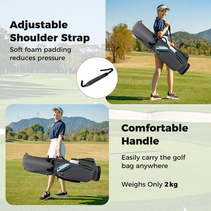 Giantex Golf Cart Bag Golf Trolley Bag with 14 Way Dividers Cooler Pocket Adjustable Shoulder Strap Rain Hood