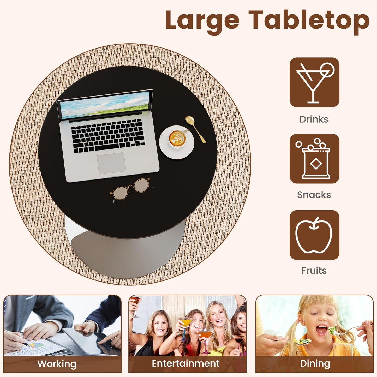 60cm Counter Bistro Pub Tables with Fixed Tabletop for Home Kitchen Café