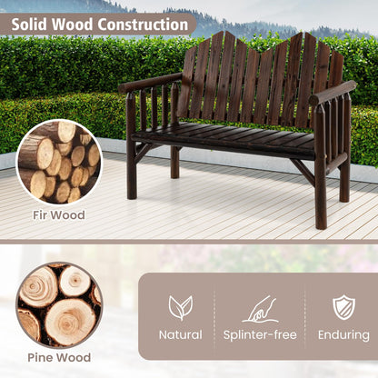 2-Seater Garden Bench, Solid Wood Patio Loveseat Park Bench Chair
