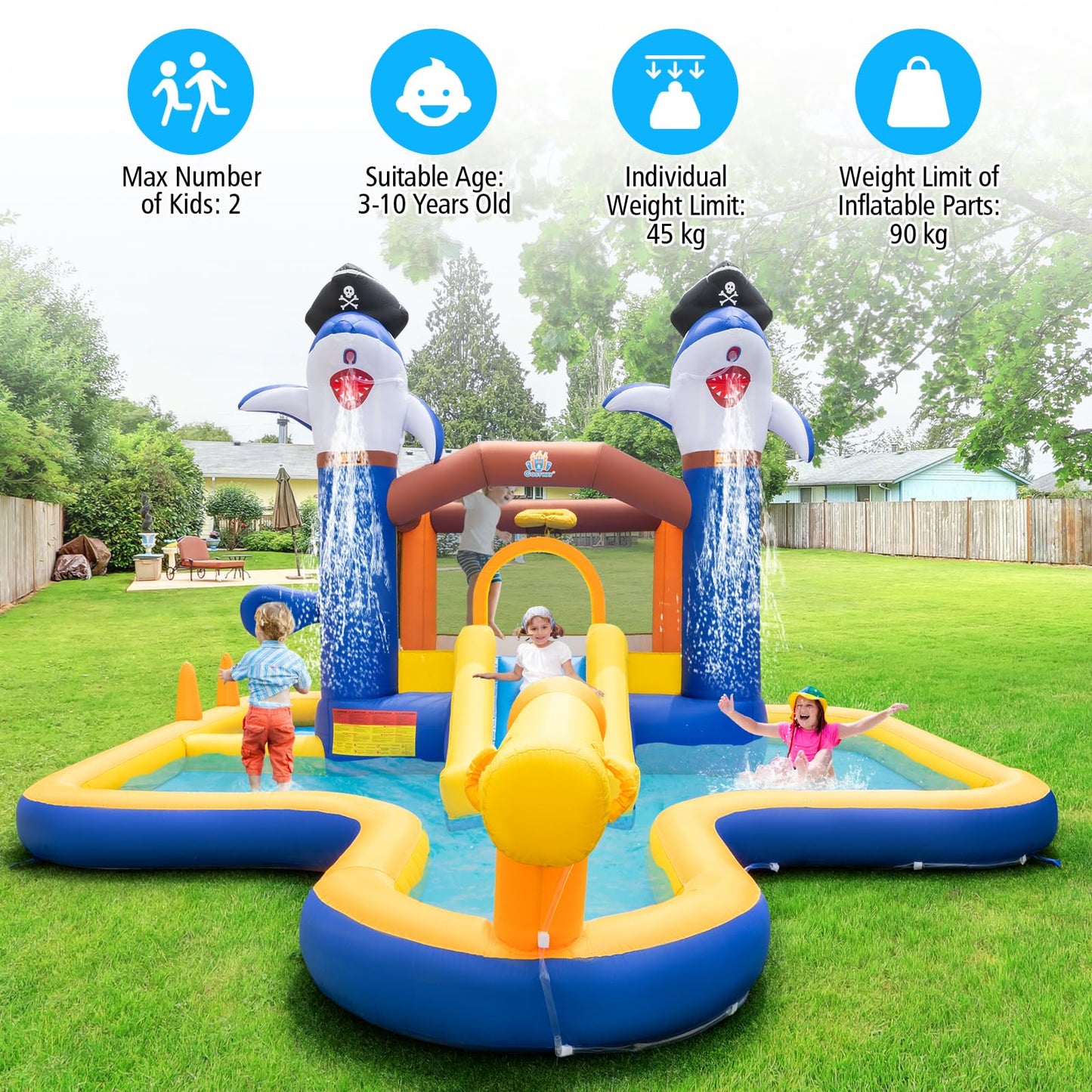 7-In-1 Water Slide Park with Splash Pool