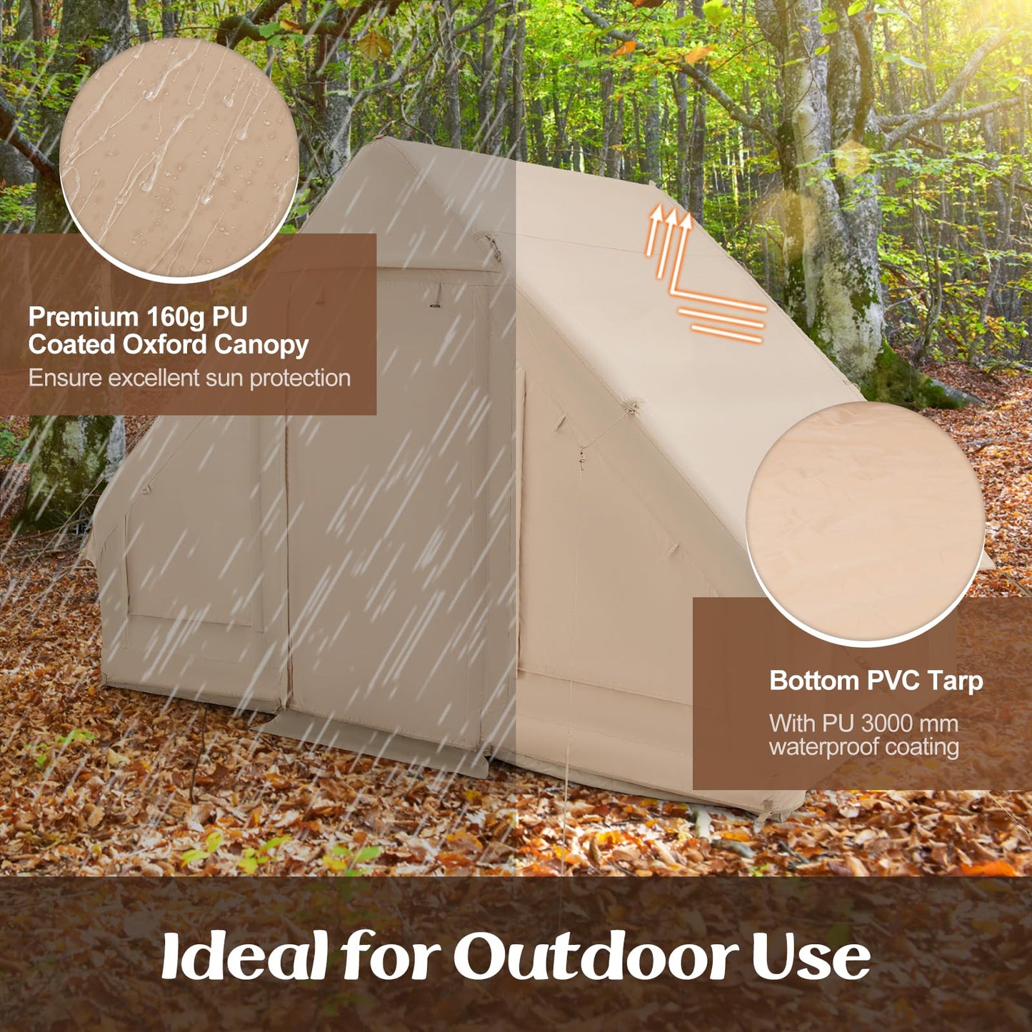 Waterproof 4-Season Blow-up Air Tent with Pump & 2 Doors