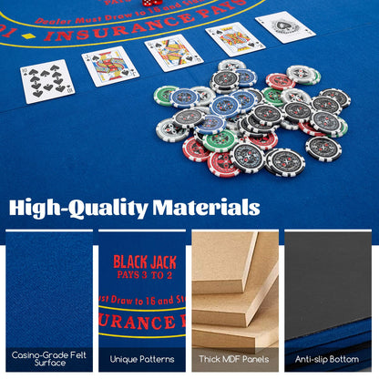 120CM 8-Player Foldable Poker Table Top with Carrying Bag