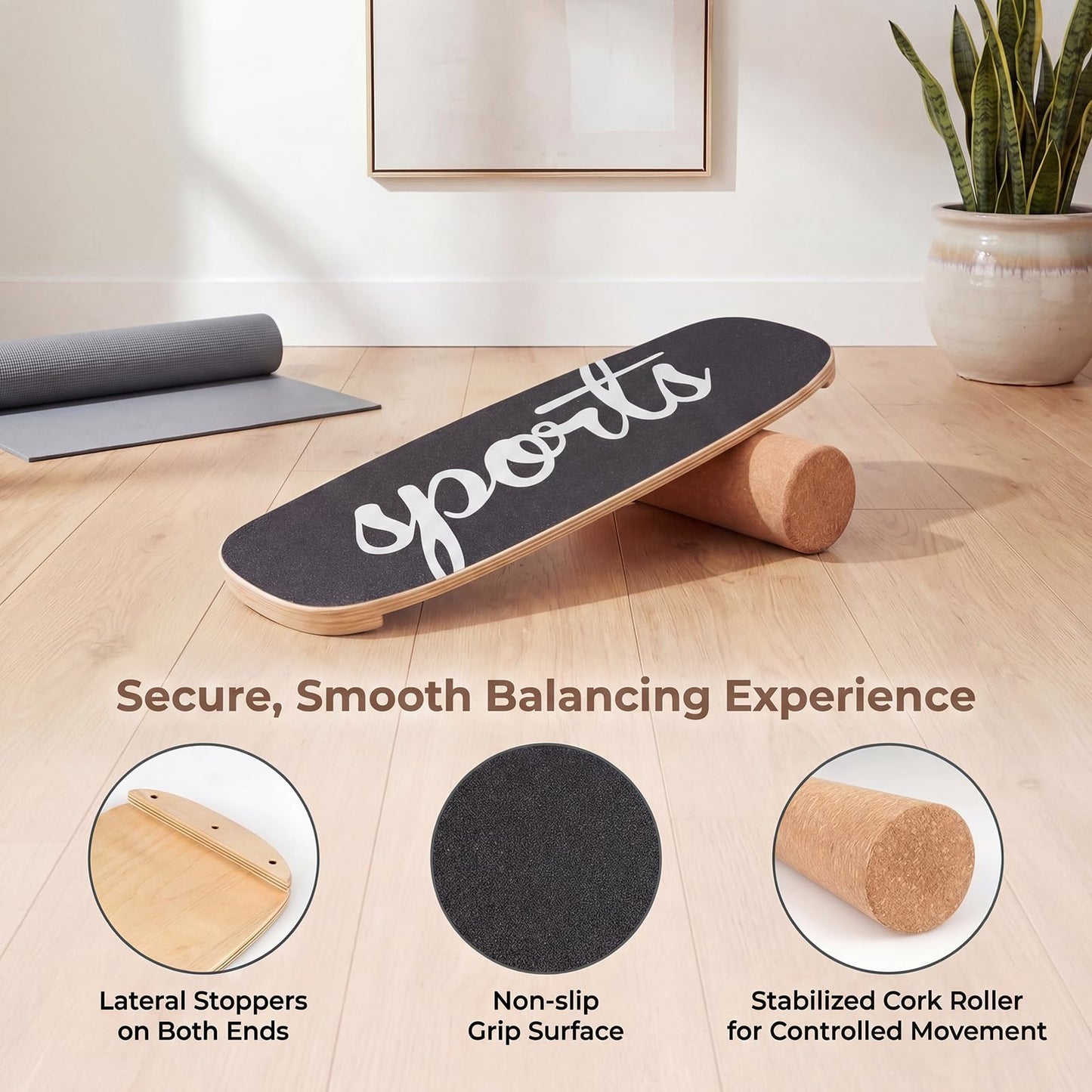 Wooden Balance Board, Surfing Skate Balance Trainer