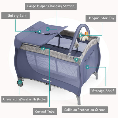 Portable Baby Bed Playard with Bassinet