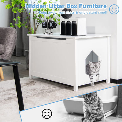 Wooden Cat Litter Box Enclosure with Top Opening