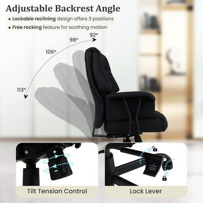 Ergonomic Office Chair with Spring Cushion Seat and Tilting Backrest