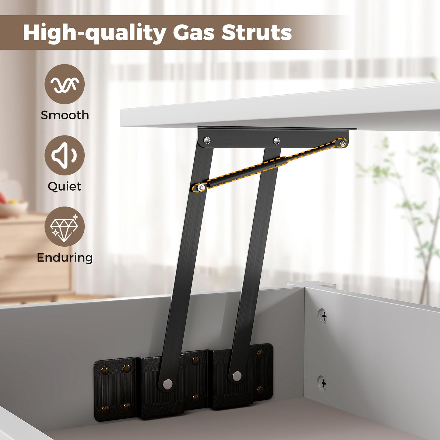 Lift Up Top Coffee Table, Wooden Lifting Cocktail Center Table with Hidden Storage Compartment