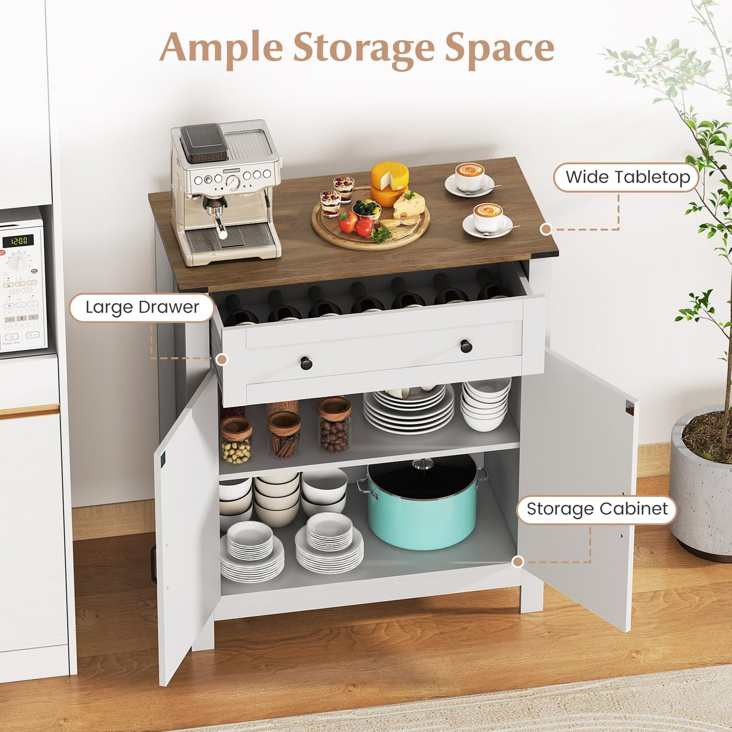 Buffet Sideboard, Kitchen Storage Cabinet with 2 Doors