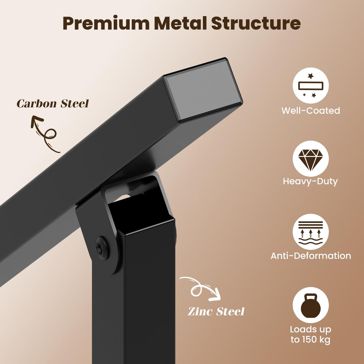 Handrail for Outdoor Steps Fits 4 Steps with Flexible Angle Adjustment