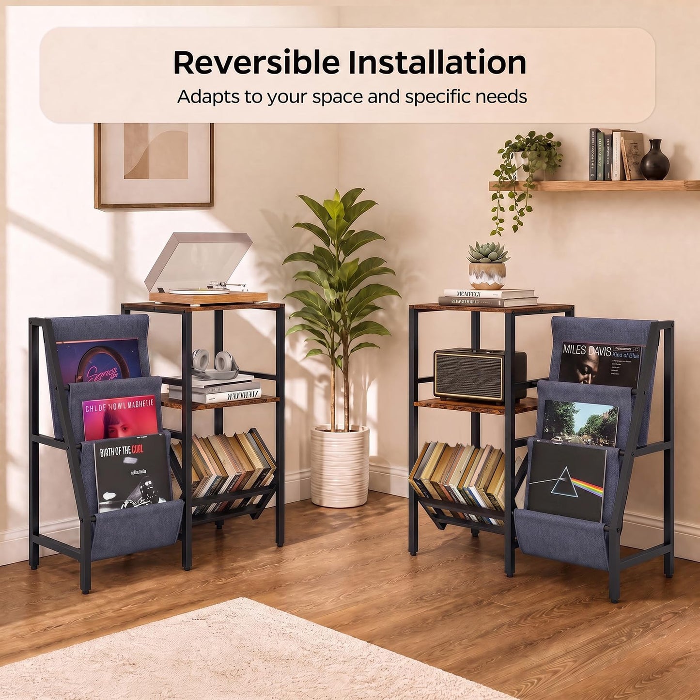 Record Player Stand with Vinyl Record Storage Shelf for 400+ Albums