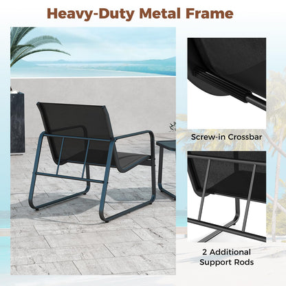 3-Piece Patio Bistro Set with Tempered Glass Table