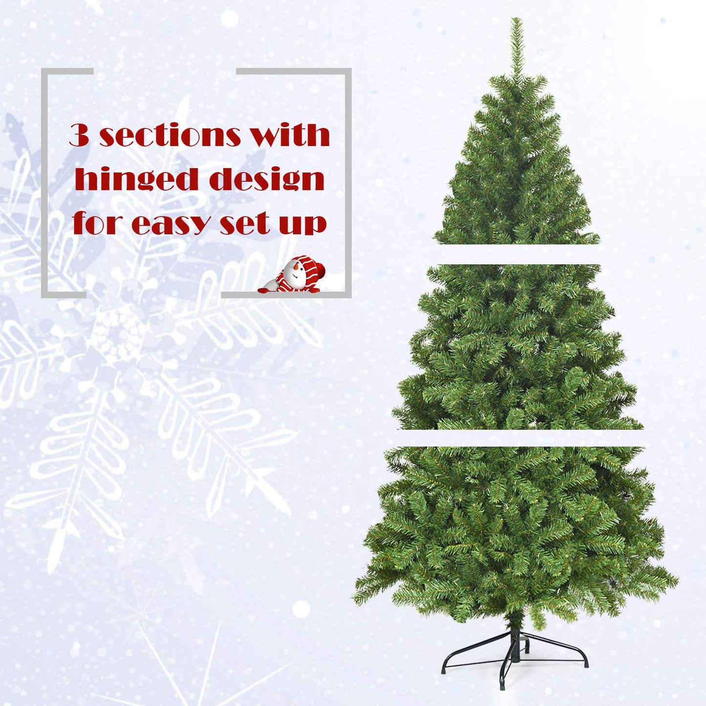 6FT Artificial Christmas Tree with 928 Branch Tips and Metal Stand