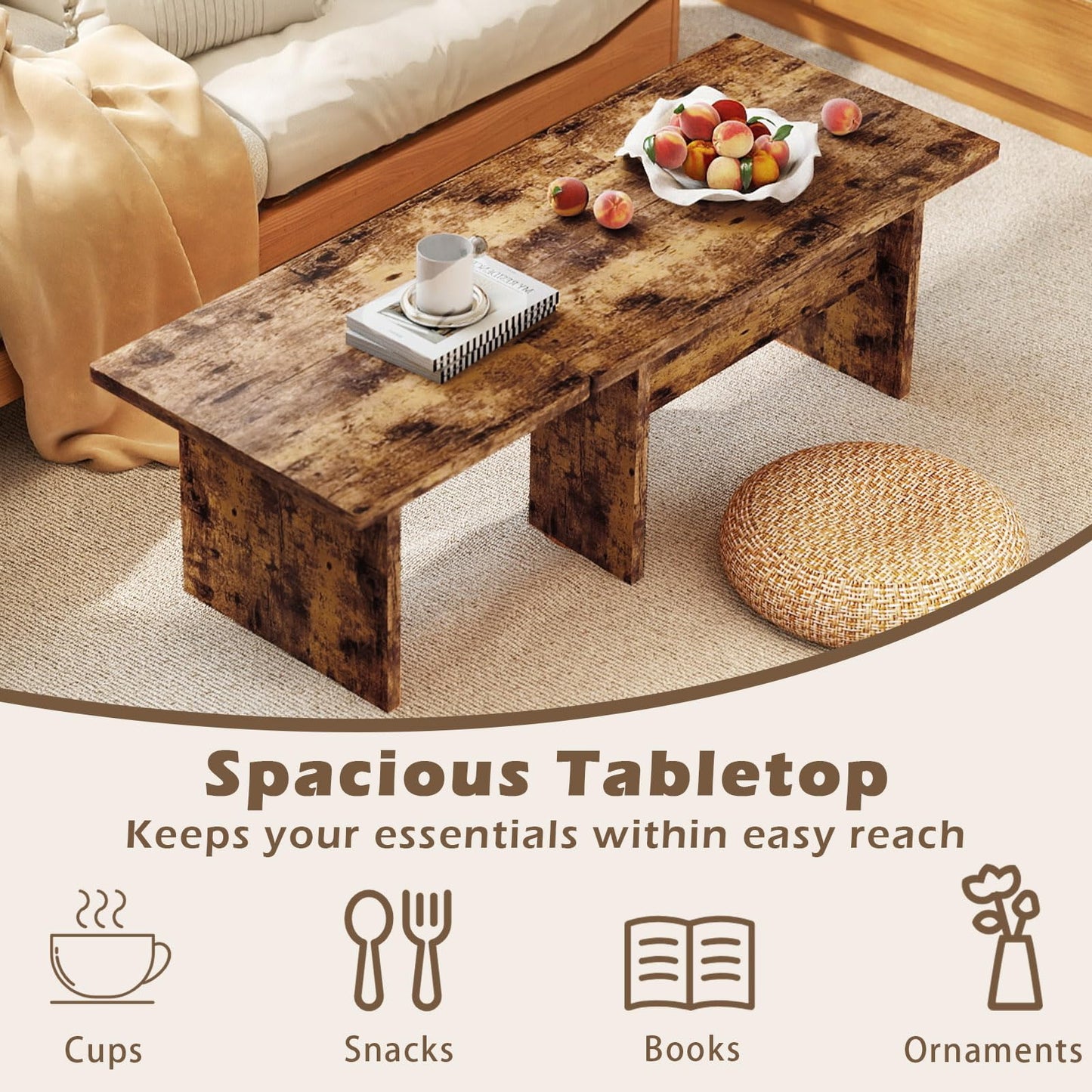 Modular Coffee Table Set of 2 L Shaped Center Tables for Small Space