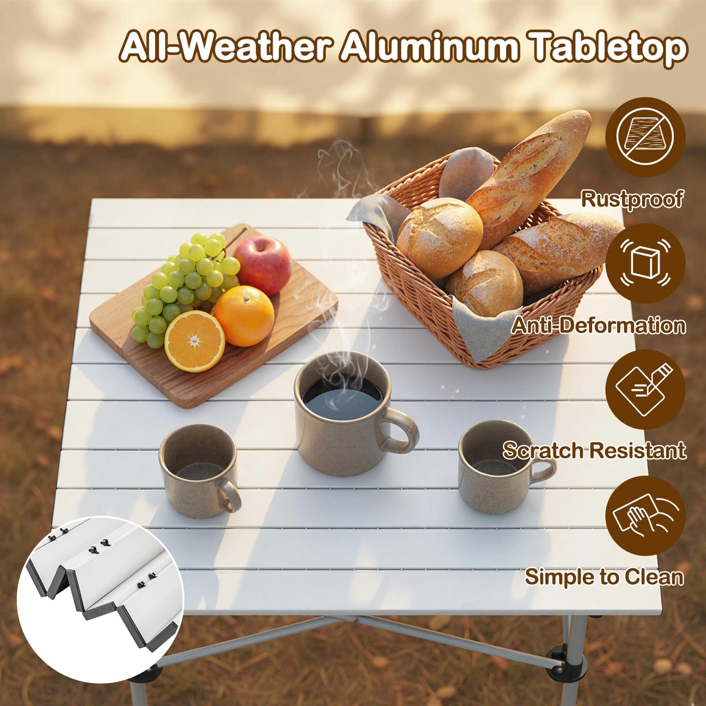 Folding Roll-up Aluminium Camping Table for 4