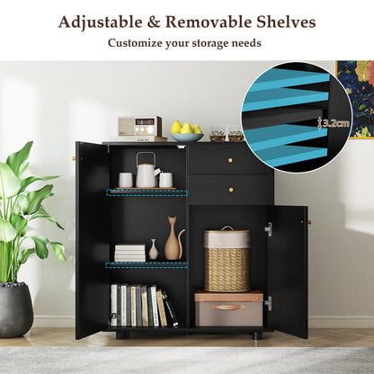 Kitchen Sideboard Buffet Cabinet with 3 Adjustable Shelves