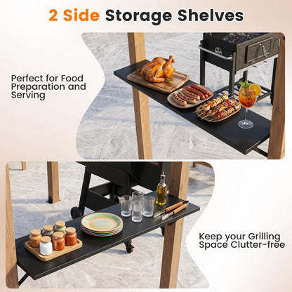 263 x 151 cm Grill Gazebo with 2 Side Serving Shelves