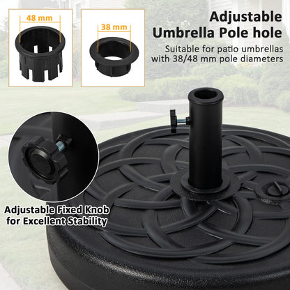 46KG Water and Sand Fillable Umbrella Stand with Built-in Handle