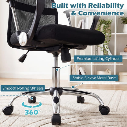 Mesh Office Chair, Height Adjustable Ergonomic Computer Desk Chairs with Casters