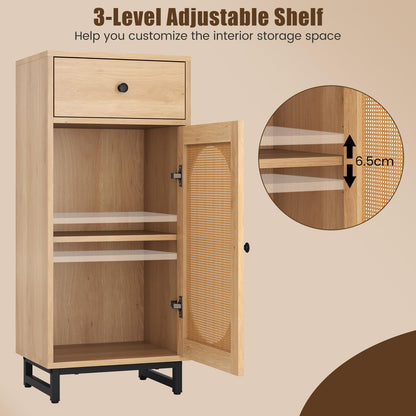 PE Rattan Storage Cabinet with Adjustable Foot Pads and Anti-toppling Kit