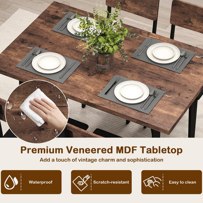 5-Piece Dining Table Set for 4 People with Metal Leg for Small Room