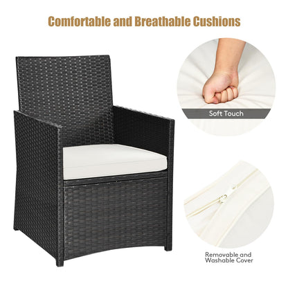 3 Pieces Patio PE Wicker Set with Tempered Coffee Table