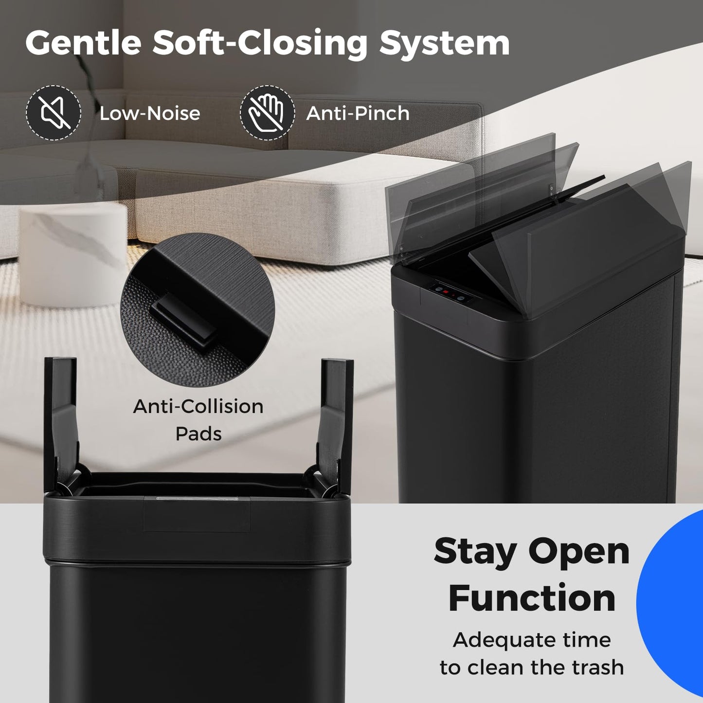 50L Slim Kitchen Trash Can with Wing Lids