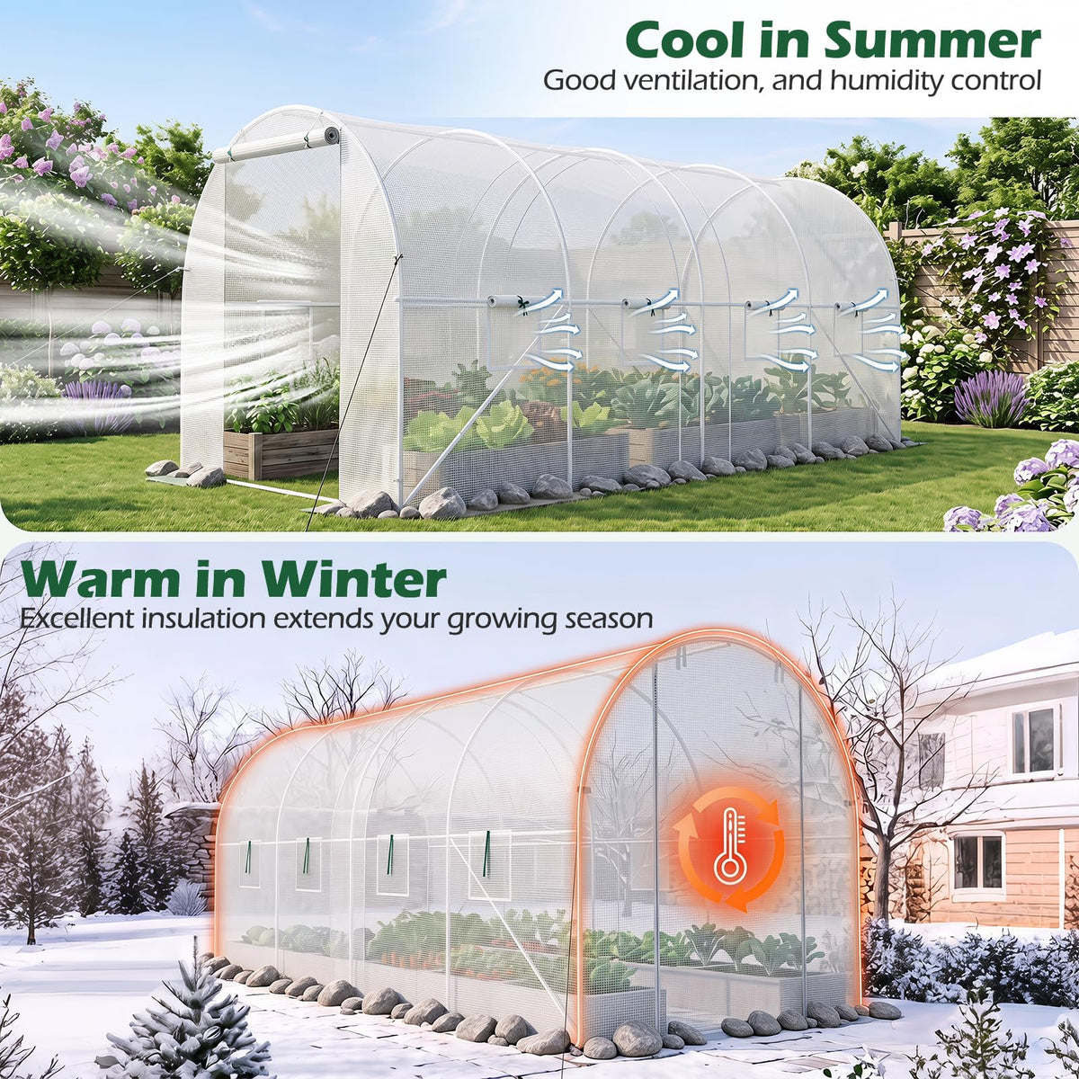 4.5 x 2 x 2 m Walk-in Tunnel Greenhouse for Outdoors Plant Hot House