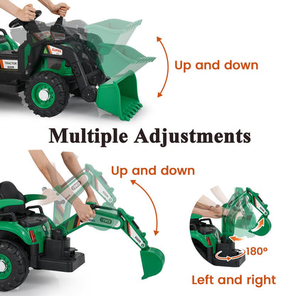 4-in-1 12V Kids Ride on Excavator and Bulldozer with Remote Control