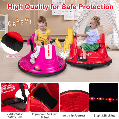 360 Spin Kids Bumper Car 12V Battery Powered Ride On Toy with Remote Control Dual Joysticks