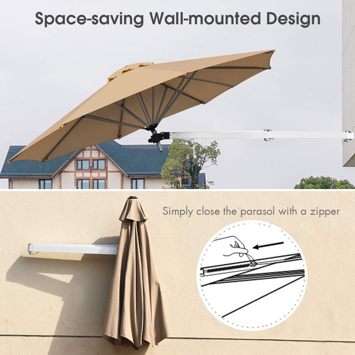 Outdoor Tilting Sunshade Umbrella with Large Shading Area