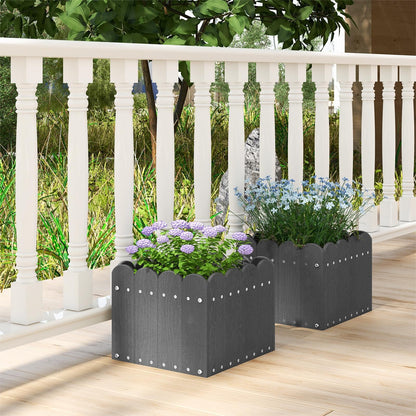 GiantexUK Raised Garden Bed Set of 2, HDPE Elevated Planter Box with Drainage Gaps