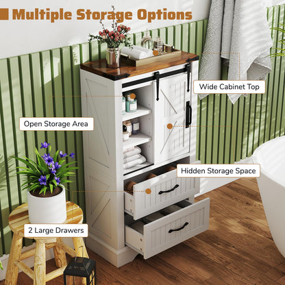 Farmhouse Bathroom Floor Cabinet with Sliding Barn Door