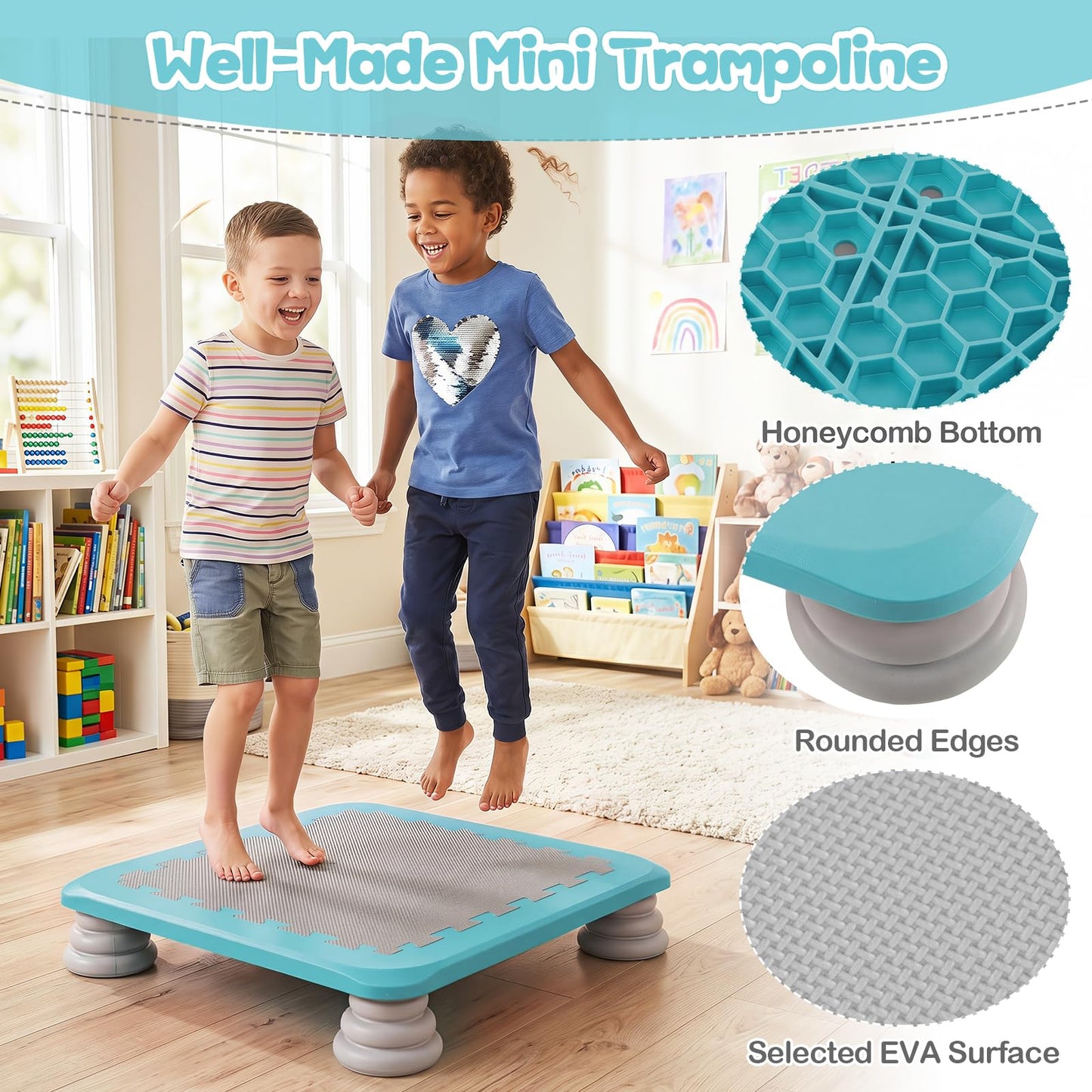 Mini Trampoline for Kids, 65cm Trampoline Bouncing Board