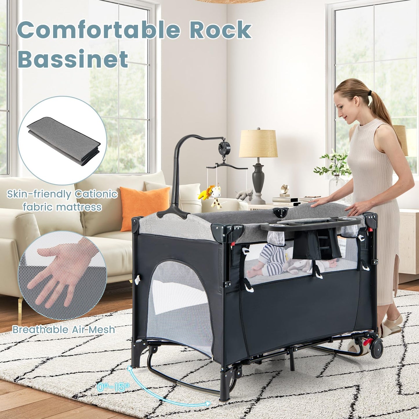 Foldable Baby Bedside Sleeper with Bassinet