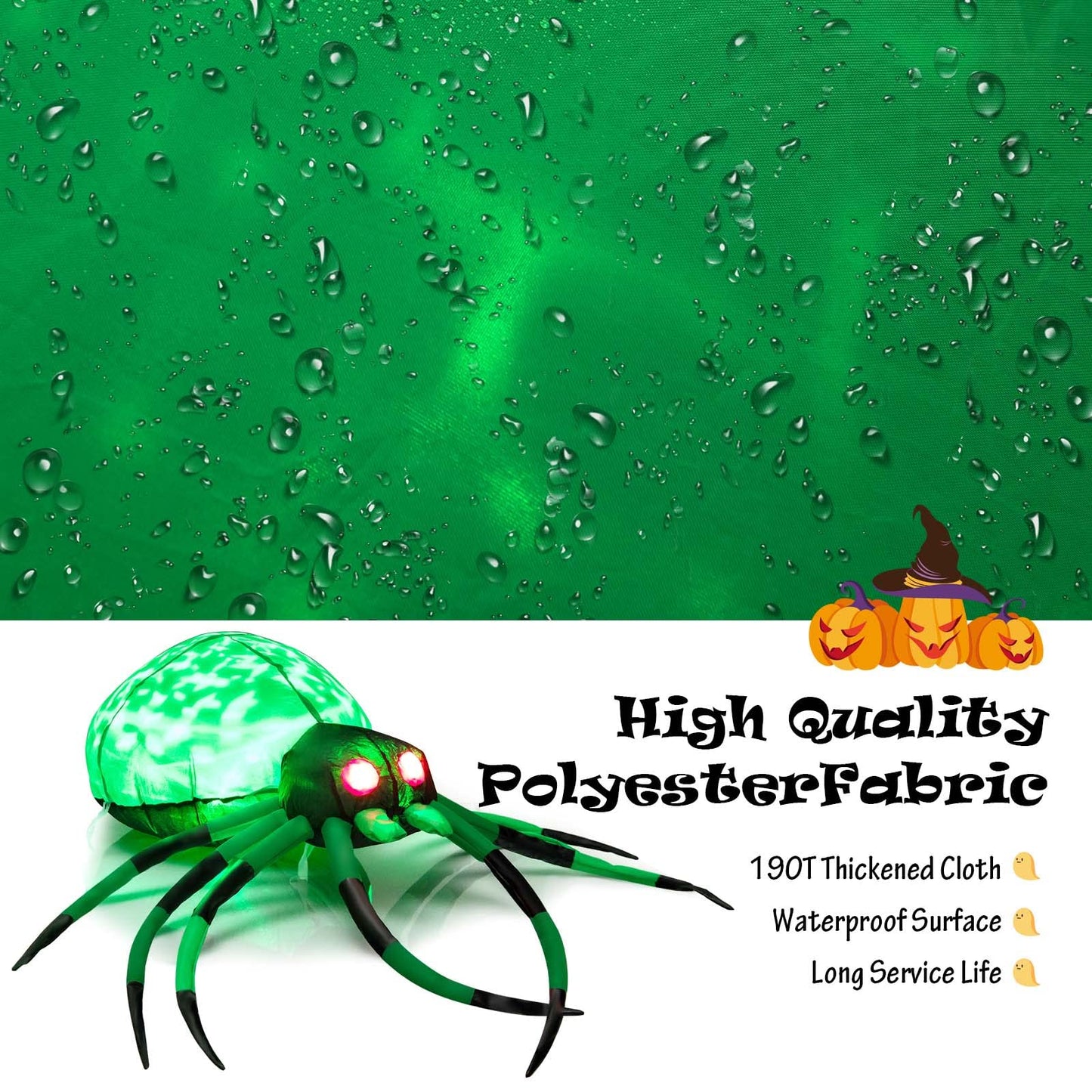 Halloween Inflatable Spider and Cobweb Creepy with LED Rotating Light